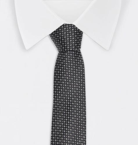 Men Grey Woven Design Skinny Tie